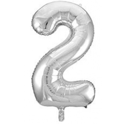 Большое фото товара - Шар фольгированный фигурный "ЦИФРА 2  40" Silver 1207-2957 Веселая Затея, 12-111173. Вариант №1