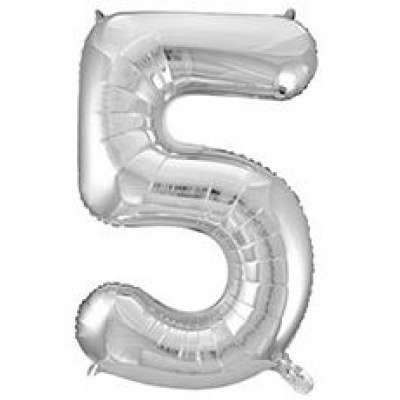 Большое фото товара - Шар фольгированный фигурный "ЦИФРА 5  40" Silver 1207-2960 Веселая Затея, 12-111176. Вариант №1