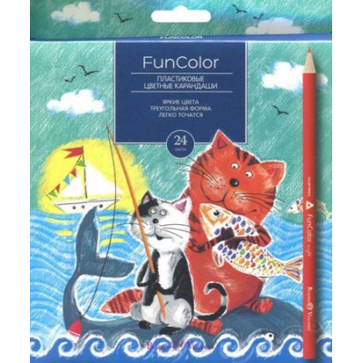 Большое фото товара - Карандаши пластиковые 24цв "ЯРКИЙ ЦВЕТ/FUNCOLOR" 30-0062 трехгранные Bruno Visconti, 12-111981. Вариант №1