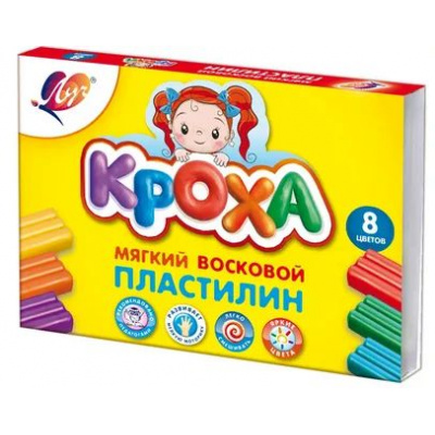 Большое фото товара - Пластилин восковой  8цв 132гр. "Кроха" 25С1551-08 Луч, 12-114409. Вариант №1