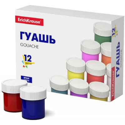 Большое фото товара - Гуашь 12цв 17мл 50544 Basic ErichKrause, 12-125868. Вариант №1