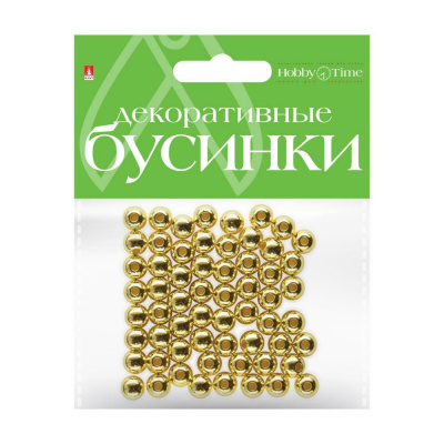 Большое фото товара - Бусины круглые ЗОЛОТЫЕ 8 мм 2-371/09 Альт, 12-135124. Вариант №1