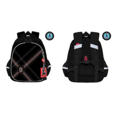 Большое фото товара - Рюкзак 1-4 класс школьный RAz-287-4/1 "School" черный 28х36х20 см GRIZZLY, 12-157533. Вариант №1