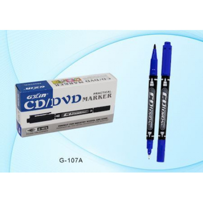 Большое фото товара - Маркер CD/DVD двусторонний 1-0.5 мм синий G-107A/син/ Basir, 12-157729. Вариант №1