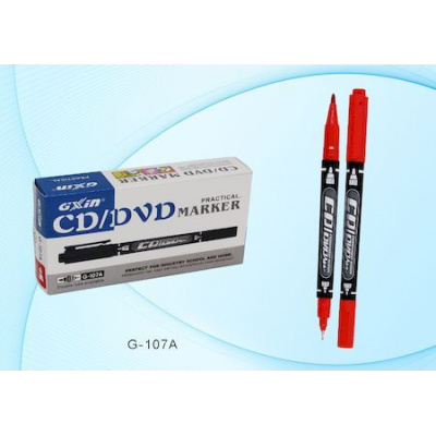 Большое фото товара - Маркер CD/DVD двусторонний 1-0.5 мм красный G-107A/красн/ Basir, 12-157731. Вариант №1