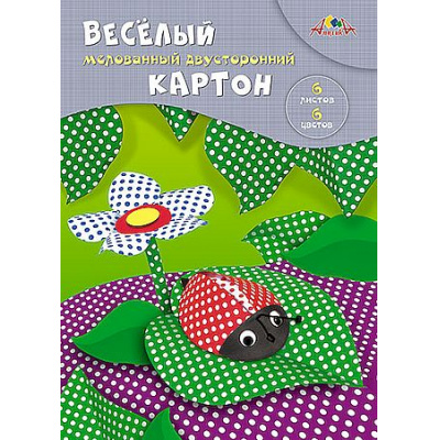 Большое фото товара - Набор цветного картона двустороннего А4 6л 6цв (веселый) "Горошек" С0151-02 АппликА, 12-16252. Вариант №1