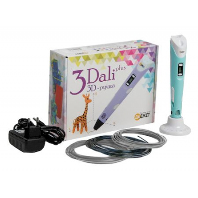 Большое фото товара - Ручка 3D 3Dali Plus KIT FB0021B голубая, трафарет и пластик в наб. 2300733 (1565369) Даджет, 12-168138. Вариант №1
