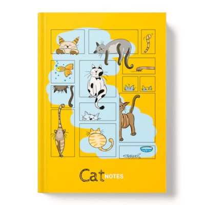 Большое фото товара - Записная книжка А5 64л клетка ЛАЙТ "Жизнь кота" 13451 Academy style, 12-168799. Вариант №1
