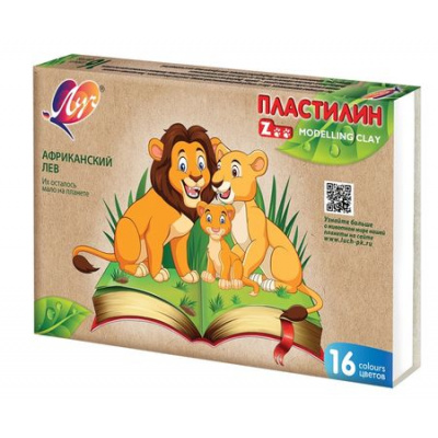 Большое фото товара - Пластилин  16цв 240 гр. "ЗООПАРК/ZOO" 29С 1723-08 Луч, 12-169333. Вариант №1