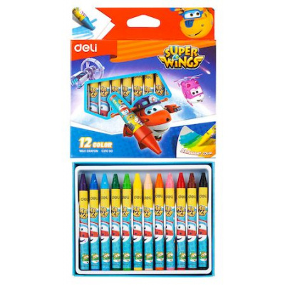 Большое фото товара - Мелки восковые 12цв EC21000 "Супер крылья/Super Wings" к/уп (1804846) Deli, 12-171983. Вариант №1
