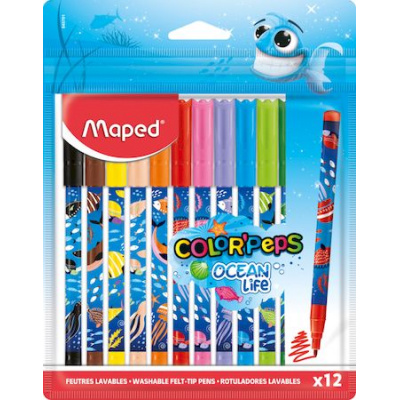 Большое фото товара - Фломастеры 12цв 845701 суперсмываемые COLOR'PEPS OCEAN LIFE Maped, 12-172541. Вариант №1