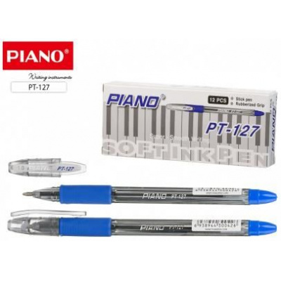 Большое фото товара - Ручка шариковая масляная "PIANO" 0.5мм синяя, с грипом PT-127-12/син./ Piano, 12-180356. Вариант №1