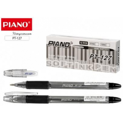 Большое фото товара - Ручка шариковая масляная "PIANO" 0.5мм черная, с грипом PT-127-12 /чёрн./ Piano, 12-180357. Вариант №1