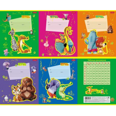 Большое фото товара - Тетрадь  12л клетка "Happy ZOO" (086122) Хатбер, 12-185345. Вариант №1