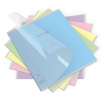 Большое фото товара - Тетрадь  12л  2 класс узкая линия с пластиковой обложкой Классика CoverPro® ассорти 60553 ErichKrause, 12-186078. Вариант №1