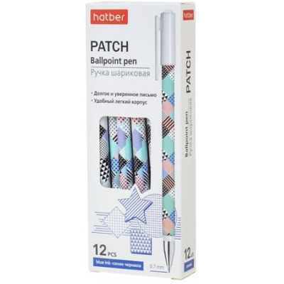 Большое фото товара - Ручка шариковая масляная "Patch" синяя 0.7мм ассорти (076110) Хатбер, 12-186558. Вариант №1