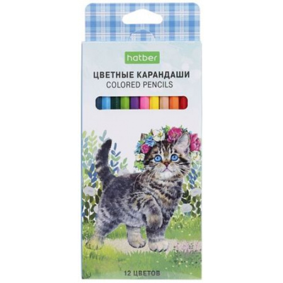Большое фото товара - Карандаши 12цв "Котики бывают разными" ECO (084399) Хатбер, 12-186797. Вариант №1