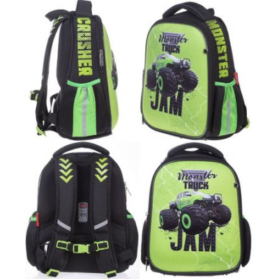 Большое фото товара - Рюкзак 1-4 класс школьный "ERGONOMIC MINI. MonsterTruck" 35х27х13 см 1 отделение 2 кармана и 1 потайной на спинке (085020) 01001 Хатбер, 12-187093. Вариант №1