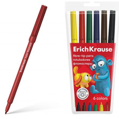 Большое фото товара - Фломастеры  6цв 61830 Jolly Friends Super Washable ErichKrause, 12-187803. Вариант №1
