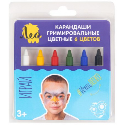 Большое фото товара - Цветные карандаши для грима 6 цв. 21 г. "Играй" "Классики" LPFPS-06 Лео, 12-187892. Вариант №1