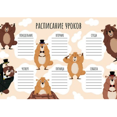 Большое фото товара - Настольное покрытие для труда 32х43 см НПД-2 "РАСПИСАНИЕ УРОКОВ" пластик Пчелка, 12-189270. Вариант №1
