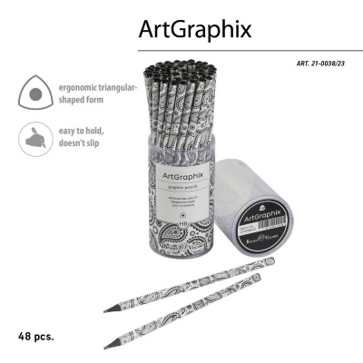 Большое фото товара - Карандаш пластиковый  "КАШЕМИРОВЫЙ УЗОР/ArtGraphix.Cashmere pattern" трехгранный НВ 21-0038/23 Bruno Visconti, 12-189712. Вариант №1