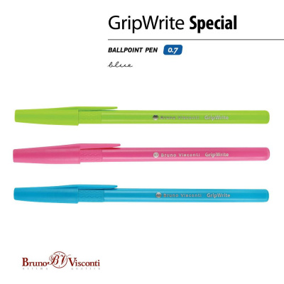 Большое фото товара - Ручка шариковая 0.7 мм "GripWrite Special" синяя (3 цвета корпуса) 20-0326/04 Bruno Visconti, 12-190183. Вариант №1