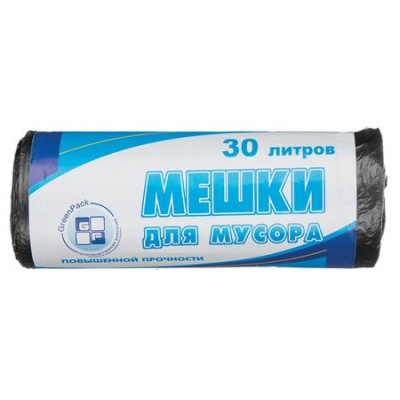 Большое фото товара - Мешки для мусора ПНД 50х60 см 10 мкм 30л 25шт черные 746462 Gren Pack, 12-191418. Вариант №1