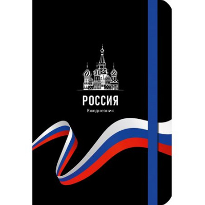 Большое фото товара - Ежедневник недатированный А5 256 стр. "РОССИЯ - 12" на резинке мат.лам. 128-9911 Проф-Пресс, 12-193603. Вариант №1