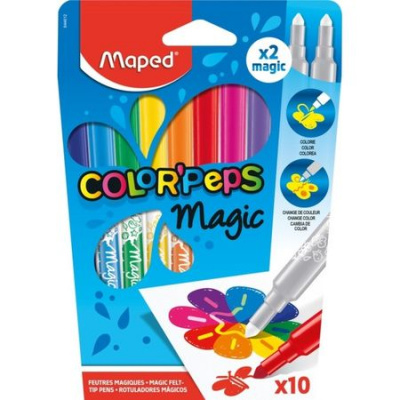 Большое фото товара - Фломастеры  8цв COLOR'PEPS MAGIC +2шт меняющие цвет 844612 Maped, 12-194175. Вариант №1
