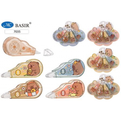 Большое фото товара - Корректор-лента  5 мм х 8 м 7035/576  "КАПИБАРА" 4 шт. Basir, 12-194325. Вариант №1