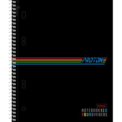 Большое фото товара - Тетрадь 120л клетка на спирали 4 цв. разделителя "Four Colour" твердая обложка (088426) 32343 Хатбер, 12-194360. Вариант №1