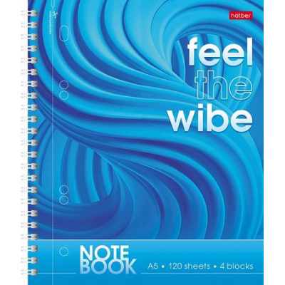 Большое фото товара - Тетрадь 120л клетка на спирали 3 цв. разделителя "Feel the wibe" (088430) 32268 Хатбер, 12-194365. Вариант №1