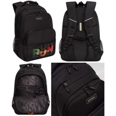 Большое фото товара - Рюкзак школьный RU-530-6/1 черный 32х45х23 см GRIZZLY, 12-196445. Вариант №1