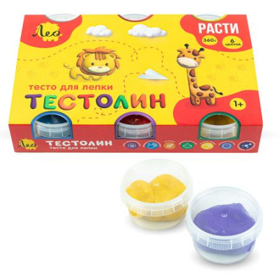 Большое фото товара - Тесто для лепки  6цв 360 гр. "Тестолин" LPLD-0106 Лео, 12-197565. Вариант №1