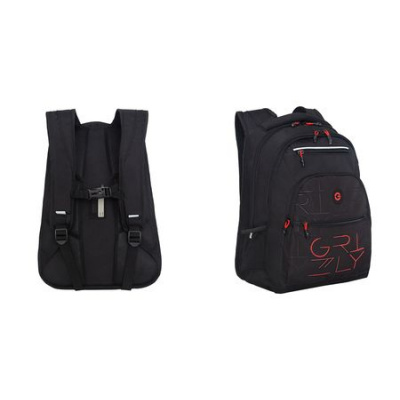 Большое фото товара - Рюкзак молодежный RU-531-3/2 черный - красный 31х43х20 см GRIZZLY, 12-198474. Вариант №1