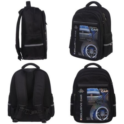 Большое фото товара - Рюкзак 1-4 класс школьный "LIGHT. Exclusive car" 38х29х14,5 см 2 отделения 3 кармана (074280) 15168 Хатбер, 12-198587. Вариант №1