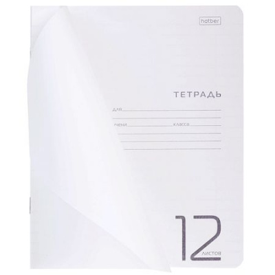 Большое фото товара - Тетрадь  12л линия с пластиковой обложкой "Белая" (090461) Хатбер, 12-199687. Вариант №1