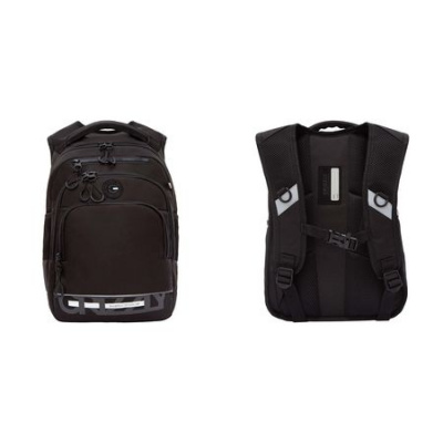 Большое фото товара - Рюкзак школьный RB-550-2/3 черный - белый 25х40х22 см 14.5л GRIZZLY, 12-202150. Вариант №1