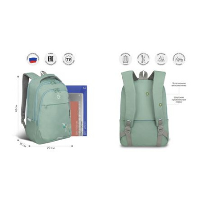 Большое фото товара - Рюкзак молодежный (Ж)  мятный 29х40х18 см 15л RD-540-2/3 GRIZZLY, 12-202163. Вариант №1