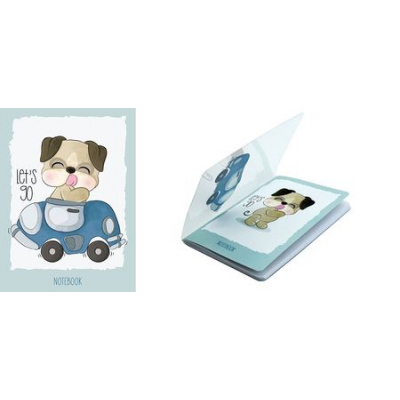 Большое фото товара - Записная книжка пластиковая обложка А6 32л "Щенок на авто" С6261-05 АппликА, 12-202636. Вариант №1