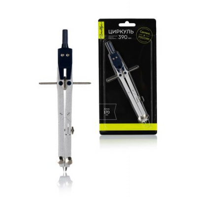 Большое фото товара - Циркуль металлический с фиксирующим кольцом 170 мм блистер ЦФК Глобус, 12-203220. Вариант №1
