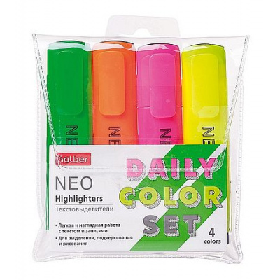 Большое фото товара - Набор текстовыделителей 4цв NEO neon (062058) Хатбер, 12-203303. Вариант №1