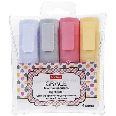 Большое фото товара - Набор текстовыделителей 4цв Grace (083262) Хатбер, 12-203305. Вариант №1