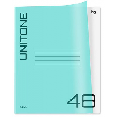 Большое фото товара - Тетрадь  48л клетка пластиковая обложка "Унитон. Неоновый/UniTone. Neon" неон голубой Т5ск48_пл 12472 BG, 12-203559. Вариант №1