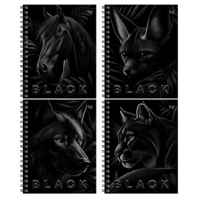 Большое фото товара - Тетрадь  48л  клетка на спирали "Just Black" soft-touch лам., выб.лак Т5гр48_лс_вл 08506 BG, 12-204149. Вариант №1