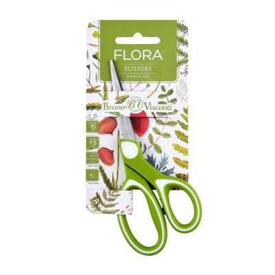 Большое фото товара - Ножницы 150 мм 60-0060 "ФЛОРА/FLORA" прорезиненные ручки софт-тач  Bruno Visconti, 12-206155. Вариант №1
