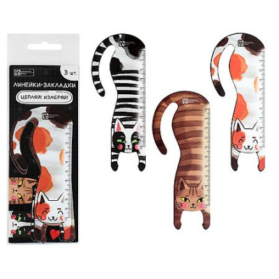 Большое фото товара - Набор закладок-линеек 10 см 3 шт "ВЕСЕЛЫЕ КОТЫ" 72676 Феникс, 12-209040. Вариант №1