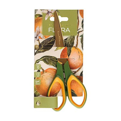 Большое фото товара - Ножницы 160 мм "ФЛОРА. РАЙСКИЕ АПЕЛЬСИНЫ/FLORA.PARADISE.ORANGES" с золотыми лезвиями 60-0082 Bruno Visconti, 12-209306. Вариант №1