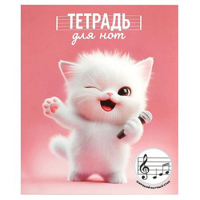 Большое фото товара - Тетрадь для нот для младших классов А5 24л "ОЗОРНОЙ КОТЁНОК" 73213 Феникс, 12-211071. Вариант №1